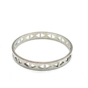 Geometric Bangle Bracelet in Silver Tone